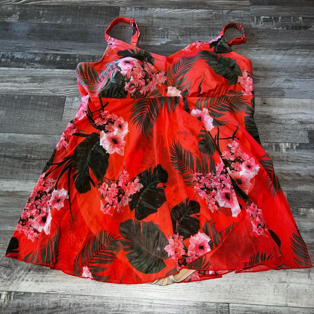 Red one piece swimsuit